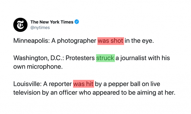 The New York Times was accused of siding with police because of ill-placed passive voice