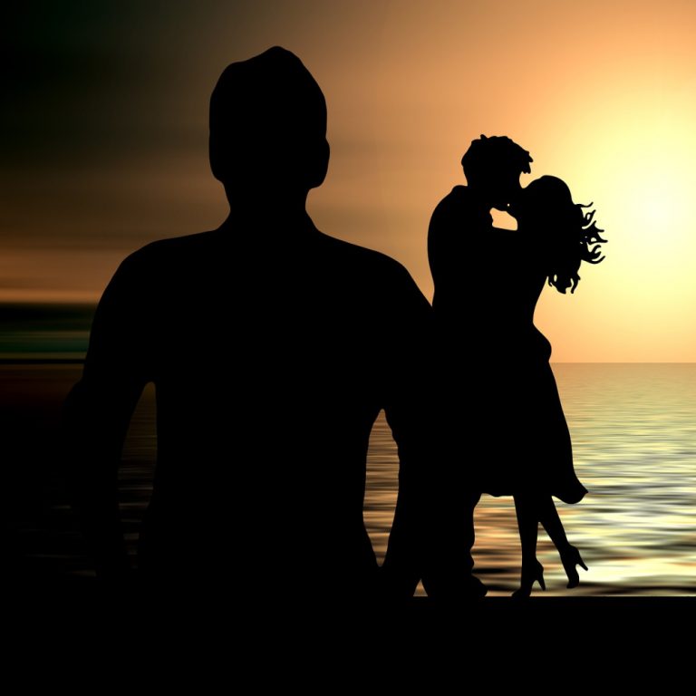 Sunset with Silhouette of Kissing Couple & Man | Some Straight Talk about Polyamory | Public Square Magazine | Divorce Rate in Polyamorous Marriages | Polyamorous Divorce Rates