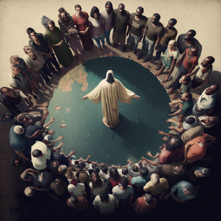 Jesus Standing on the Globe with Crowds Surrounding | Unearthing the Overlooked Gems of Luke’s Sermon on the Plain | Public Square Magazine | Sermon on the Plain