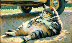 Living In a World of Declawed Souls Graphic of a Fat Cat Laying in the Grass | Living In a World of Declawed Souls | Public Square Magazine | How to Avoid Mediocrity | How to Stop Being Mediocre