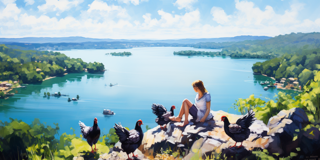 A contemplative scene that symbolizes the deep bond and trust between a farmer and his chicken.