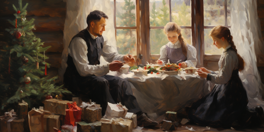 A family cherishes modest gifts, highlighting the essence of Giving at Christmas.