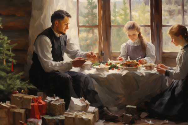 A family cherishes modest gifts, highlighting the essence of Giving at Christmas.