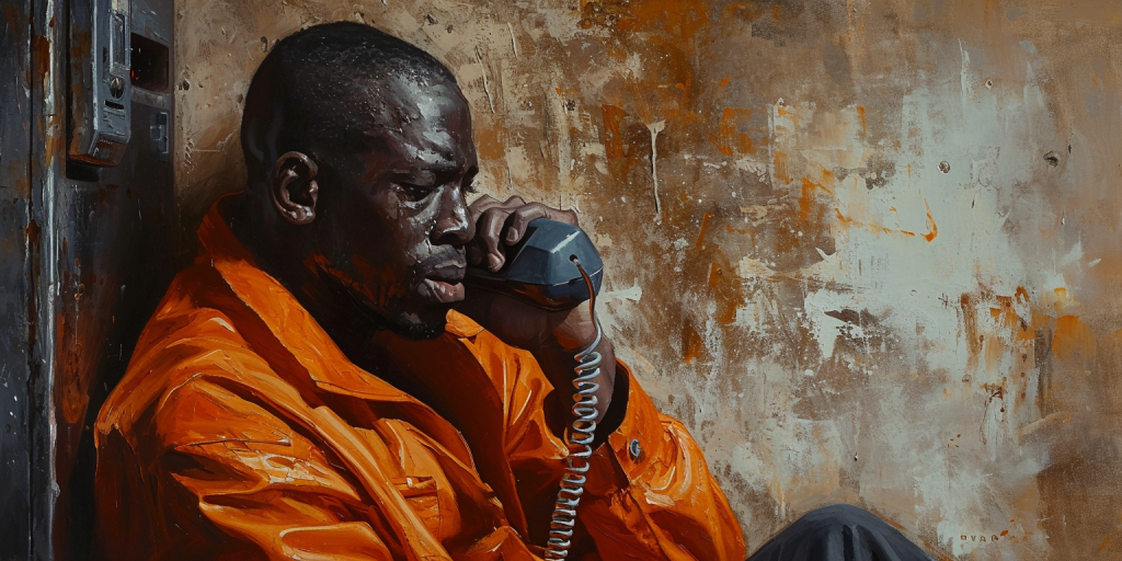Man in a Prison Jumpsuit Talking on a Phone | How Family Impacted Antoine E Davis