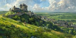 Painting of Castle & Village Below | The Motte, the Bailey, and Gospel of Instagram | Public Square Magazine | The Motte and Bailey Fallacy | Motte and Bailey Argument