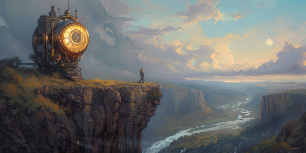 An individual embarks on a journey through time in a Victorian time machine, symbolizing the exploration of history and the quest to understand what they don't know.