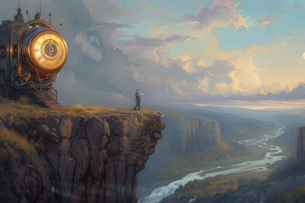 An individual embarks on a journey through time in a Victorian time machine, symbolizing the exploration of history and the quest to understand what they don't know.