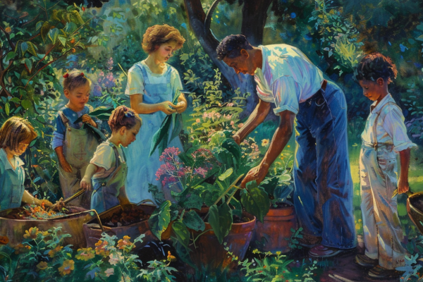 The Cultural Divide: Reconciling Relationship Education with Contemporary Society A family working together on a community project, depicting the importance of shared goals in fostering family stability.