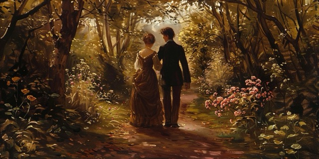 Couple Hand-in-Hand in a Garden, Symbolizing Romantic & Gentlemanly Conduct | Celebrating Gender Difference in Courtship | What is Traditional Courtship | Public Square Magazine