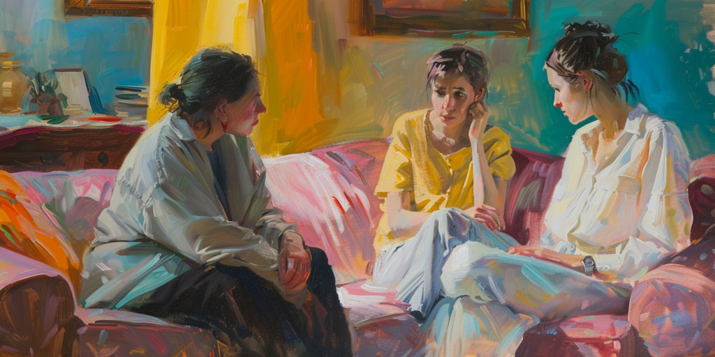 A family and therapist supporting a teenage girl representing an alternative to gender transition.