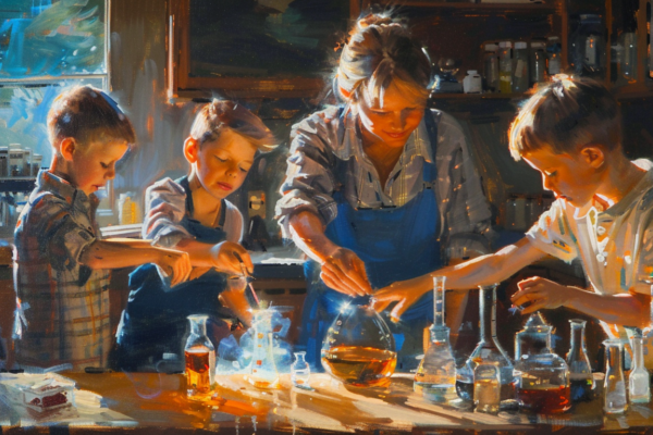 Women Who Dare to Mother A mother engages in educational activities with her children, highlighting the role of education in motherhood viability.