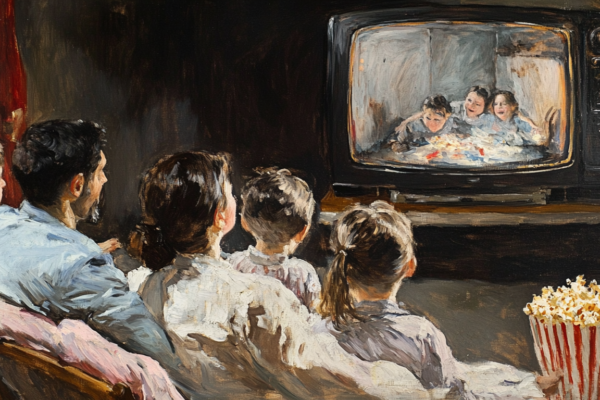 When Representation Fails: Latter-day Saints and The Cost of Invisibility Family with Popcorn Watching an Old TV | Public Square Magazine | Mormon Stereotypes | Stereotypes About Mormon Families