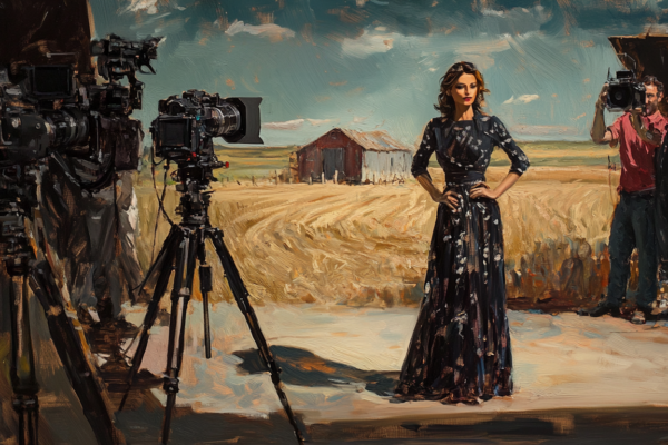 Photoshoot of a Trad Wife Influencer Wearing a Black Dress w/ a Homestead Backdrop | Trad Wife Influencer Controversy