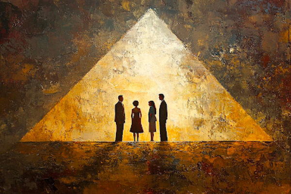 A triangle formed by parents, a Mormon bishop, and a teen, symbolizing unity and support in relationships.