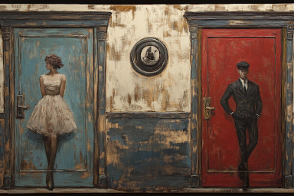 Man & Women Standing Next to Red & Blue Doors | Is Biological Sex Binary? | Confirmation That Sex is not a Spectrum