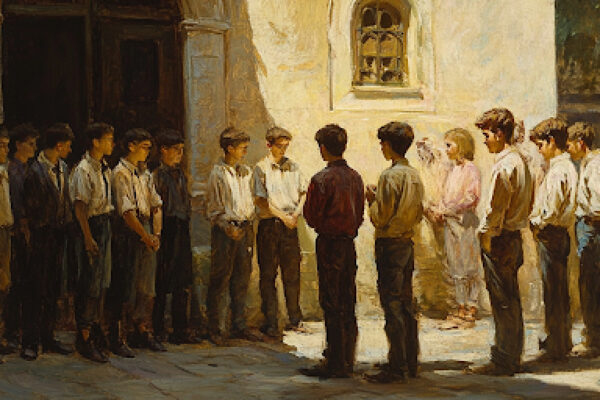 Group of Young Boys Outside a Church | How Young Teens Can Understand the Importance of Religion & Sacrifice