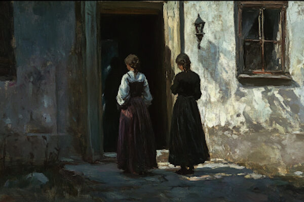 Two Women Standing Outside of an Eerie House | Public Square Magazine | Heretic Film | What is Heretic About?