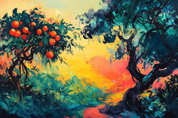 Intertwined trees represent the coexistence of faith and identity for LGBT+ Mormons.