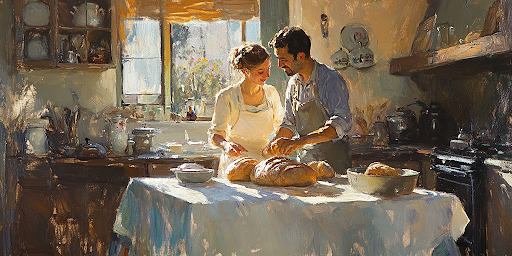 A couple in a kitchen symbolizes how sex is real, sacred, and part of God’s plan to strengthen marriage and family.