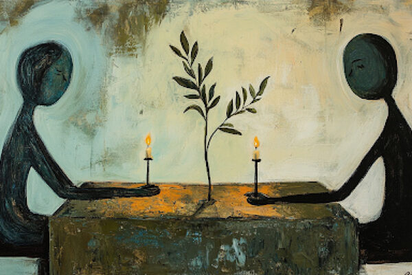 A dinner scene shows how an olive branch and conflict resolution skills can bridge divides.