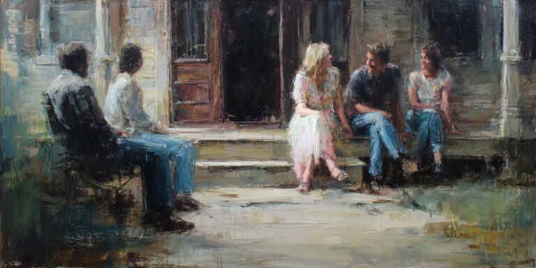 Family members sit near each other without speaking, depicting the emotional strain of family estrangement.