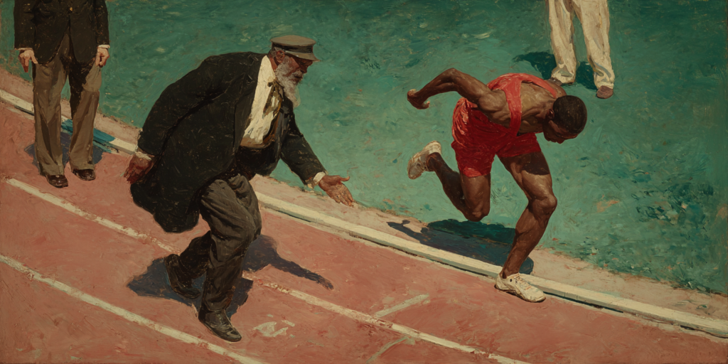 A limping Olympic runner refuses a stretcher and presses forward as his father rushes to help—an unforgettable moment of overcoming failure.