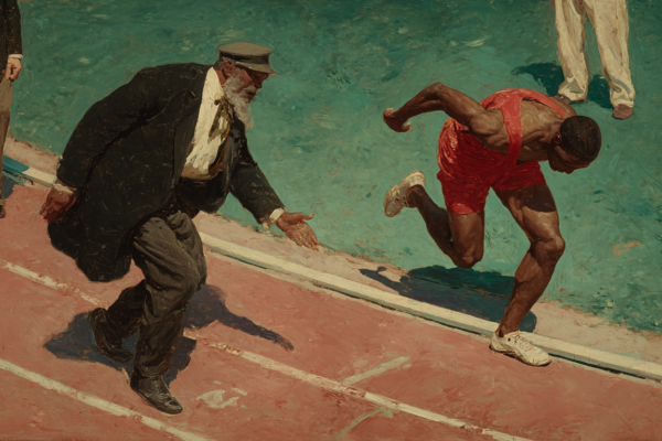 A limping Olympic runner refuses a stretcher and presses forward as his father rushes to help—an unforgettable moment of overcoming failure.