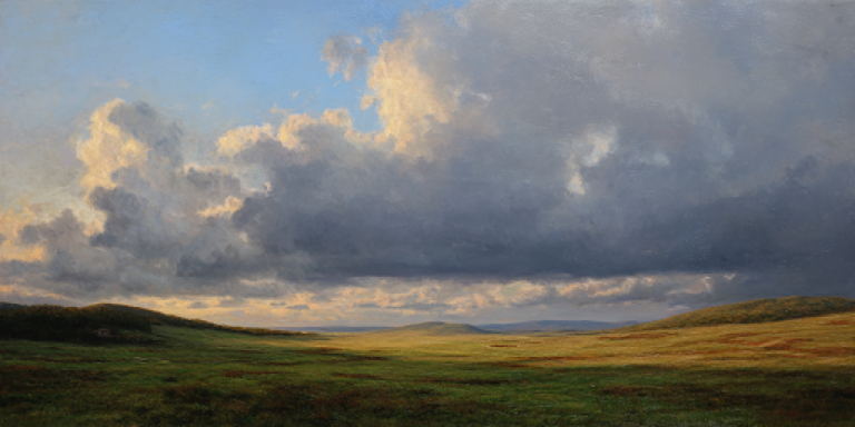 A radiant clearing opens in a quiet plain and gentle valley, portraying reverence for the gathering at Adam-ondi-Ahman.