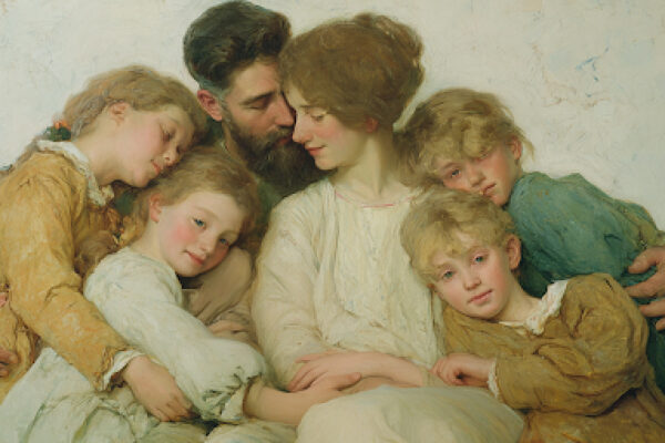 The Family in Scripture: A Four-Year Study, One Central Truth A family forms a circle representing the eternal unity of the family: a proclamation to the world.