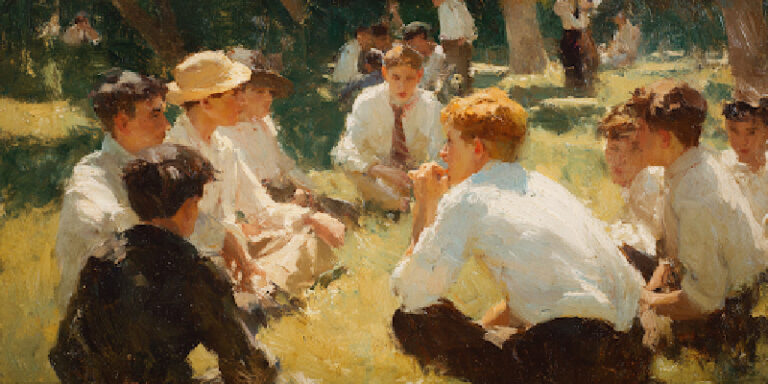 A youth supported by peers and a mentor, reflecting community as a strength in porn addiction recovery.