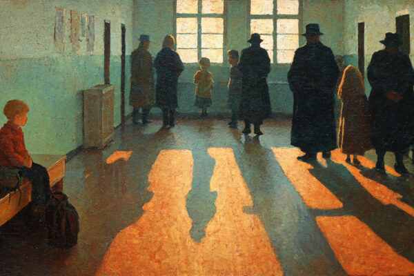 A child sits alone in a gym hallway, evoking child sexual abuse risk factors tied to weak supervision.