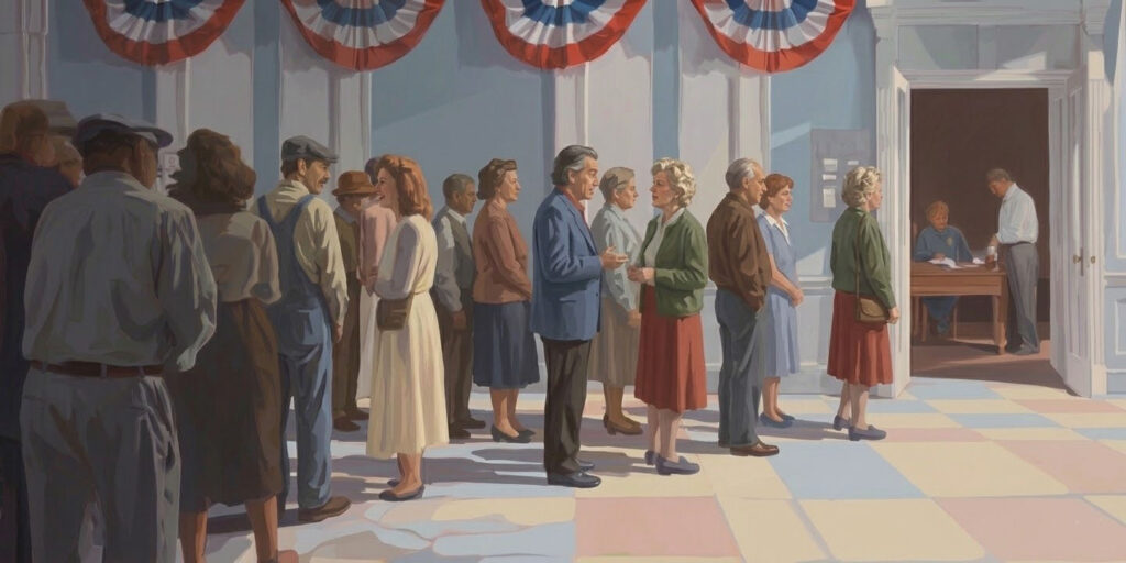 Citizens wait to enter a local voting location for a primary election. Independent voters are unable to participate in these primaries, leaving both parties in the hands of those with less moderate views.