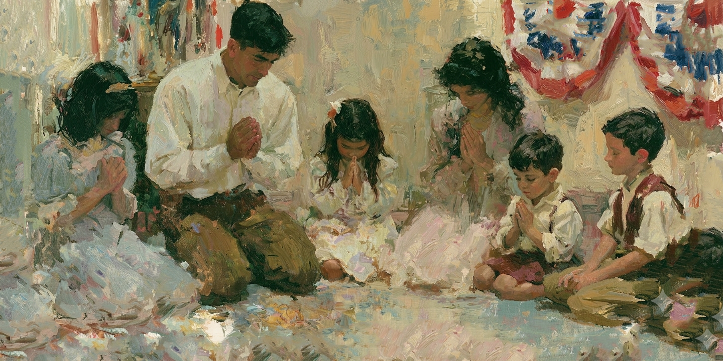 A family prepares for a religious liberty fast in prayer at home.