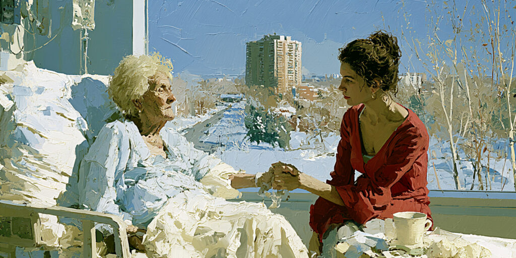 An elderly woman and her daughter in a hospital room evoke the human stakes of MAID in Canada.