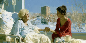 An elderly woman and her daughter in a hospital room evoke the human stakes of MAID in Canada.