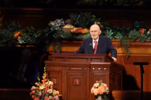 President Oaks speaks at the October 2026 General Conference.