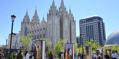 Visitors gather at Temple Square in Salt Lake City, Utah, for the April 2026 General Conference of the Church of Jesus Christ of Latter-day Saints.