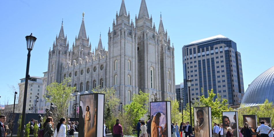Visitors gather at Temple Square in Salt Lake City, Utah, for the April 2026 General Conference of the Church of Jesus Christ of Latter-day Saints.