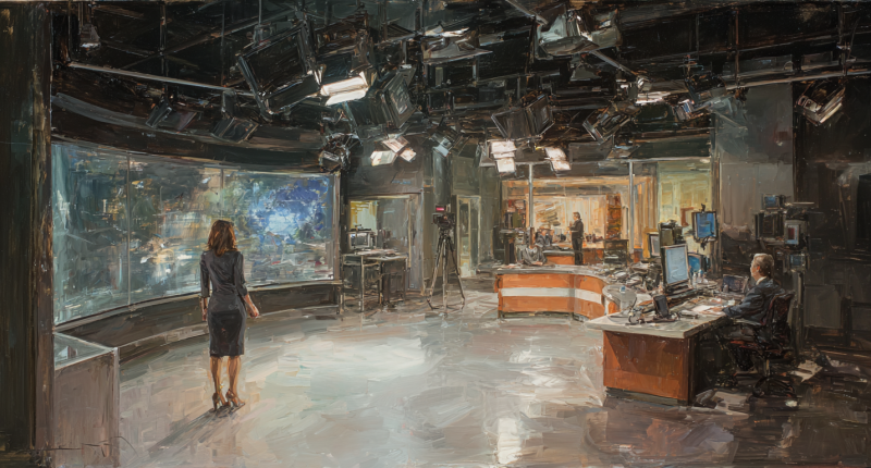 A female meteorologist delivers a weather report, similar to scenes discussed in this 