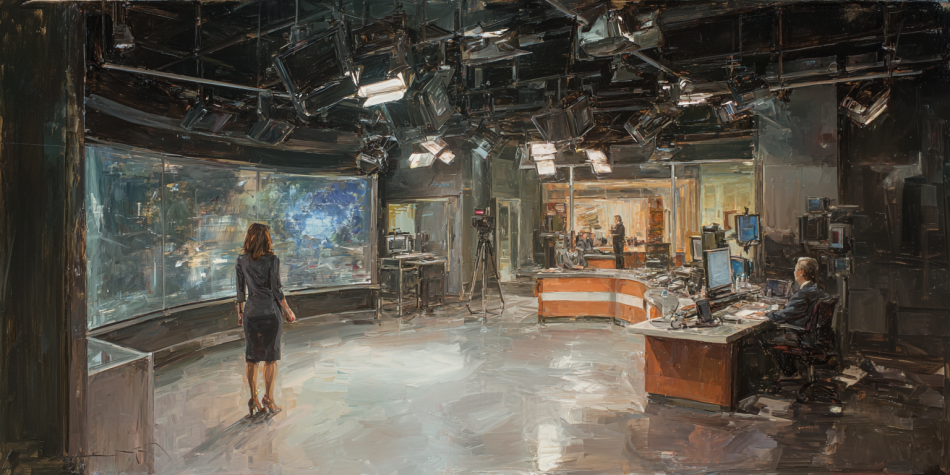 A female meteorologist delivers a weather report, similar to scenes discussed in this "Disclosure Day" review.