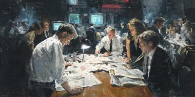 Reporters sift redacted pages after the Epstein files release.