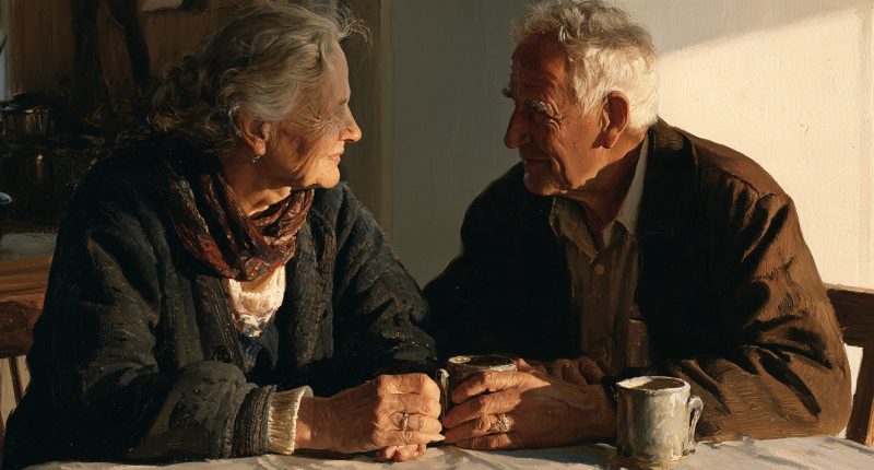 An older couple sharing a quiet breakfast, suggesting fidelity in marriage through ordinary daily commitment.