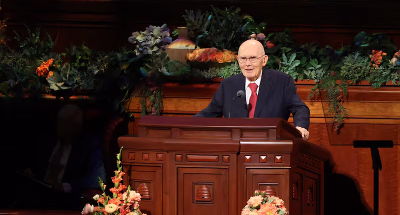 President Oaks speaks at the October 2026 General Conference.