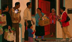 Congregational care for a recovering neighbor illustrates religion and physical health through practical service and belonging.