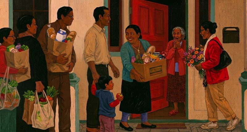 Congregational care for a recovering neighbor illustrates religion and physical health through practical service and belonging.