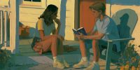 One friend shares the Book of Mormon with another, representing how Latter-day Saints point others to Jesus Christ through personal witness.