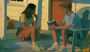 One friend shares the Book of Mormon with another, representing how Latter-day Saints point others to Jesus Christ through personal witness.