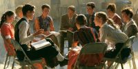 Youth take part in a weekly class discussion under the new Sunday class schedule.