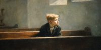 A teenage boy sits alone in a chapel, reflecting the loneliness and faith of unanswered prayers.