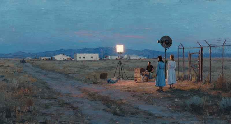 A documentary crew outside an isolated settlement evokes confusion around the FLDS church.
